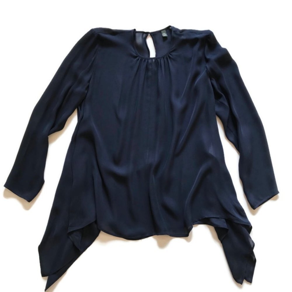 NWT Eleventy Top Shirt Blouse 10 Blue Asymmetrical